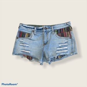 Free People Baja Serape Jean Shorts